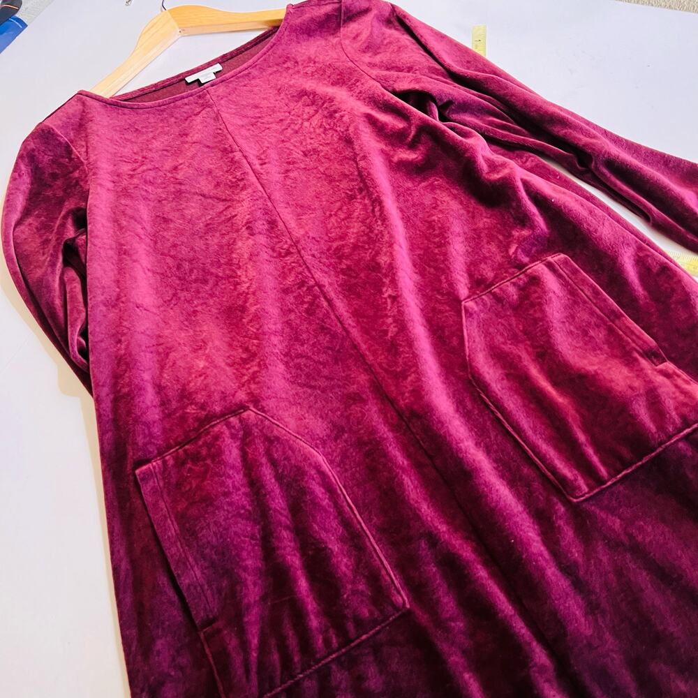 J. Jill Velour Crew Neck Long Sleeve Tunic Top Size S Small Petite Burgundy - Picture 6 of 9